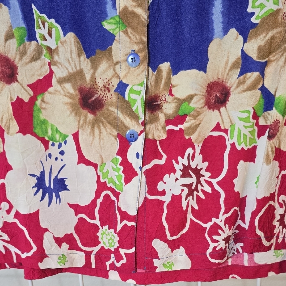Jams World Blue & Multicolor Tropical Button Down Shirt Size Med - Picture 4 of 12